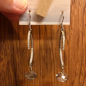 Park Lane Silver, White Cz & Taupe Stone Earrings